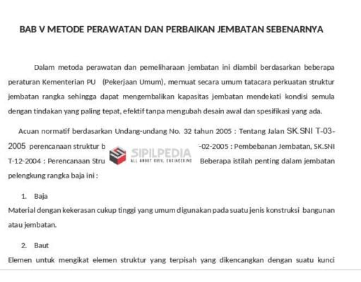 Metode Perawatan Pemeliharaan Jembatan Pelengkung Baja