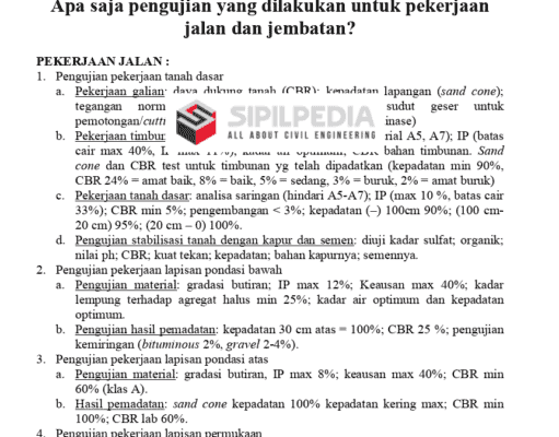 Pengujian Pekerjaan Jalan dan Jembatan