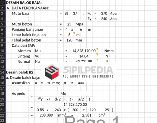 Perhitungan dan Desain Balok Baja