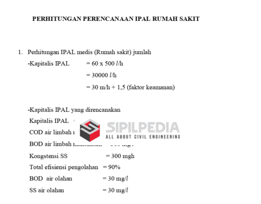 PERHITUNGAN PERENCANAAN IPAL RUMAH SAKIT