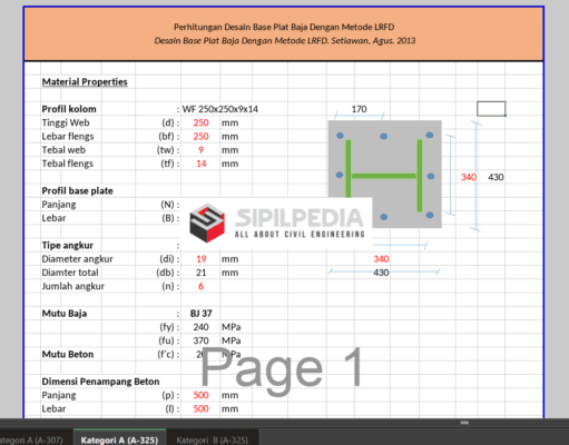 Perhitungan Desain Base Plate Baja dengan Metode LRFD