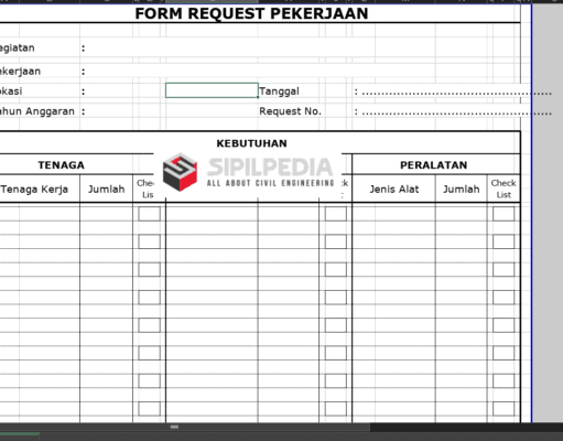 Form Request Pekerjaan Proyek