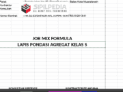 JOB MIX FORMULA LAPIS PONDASI AGREGAT KELAS S