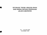 Petunjuk Teknik Analisa Biaya dan Harga Satuan Pekerjaan Jalan Kabupaten