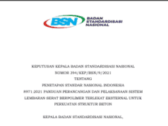 SNI 8971-2021 – PANDUAN PERANCANGAN DAN PELAKSANAAN SISTEM LEMBARAN SERAT BERPOLIMER TERLEKAT EKSTERNAL UNTUK PERKUATAN STRUKTUR BETON