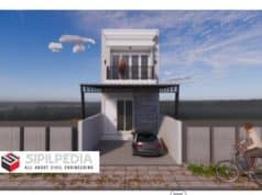 Gambar Rumah Lengkap_Gambar Konsep Rumah Tinggal 2 Lantai Ukuran 4×15 Mater