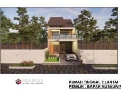 Gambar Rumah Lengkap_Gambar Konsep Rumah Tinggal 2 Lantai Ukuran 6,8×24 Mater