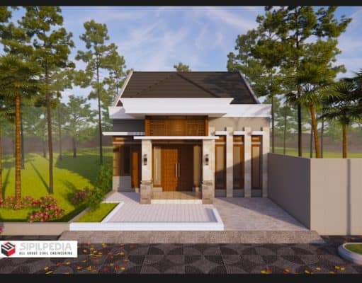 Gambar Rumah Lengkap_Gambar Konsep Rumah Tinggal 1 Lantai Ukuran 8×15 Mater