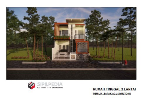 Gambar Rumah Lengkap_Gambar Konsep Rumah Tinggal 2 Lantai Ukuran 7×15 Mater