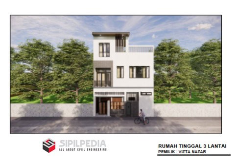 Gambar Rumah Lengkap_Gambar Konsep Rumah Tinggal 3 Lantai Ukuran 8,5×5 Meter