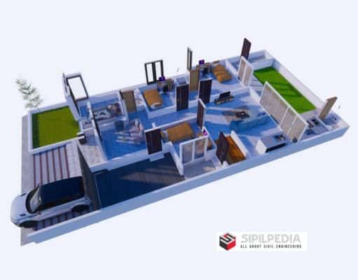 Gambar Rumah Lengkap_Gambar Konsep Rumah Tinggal 1 Lantai Ukuran 10×20 Mater