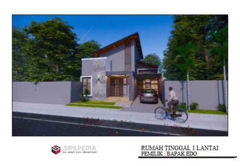 Gambar Rumah Lengkap_Gambar Konsep Rumah Tinggal 1 Lantai Ukuran 9×15 Mater