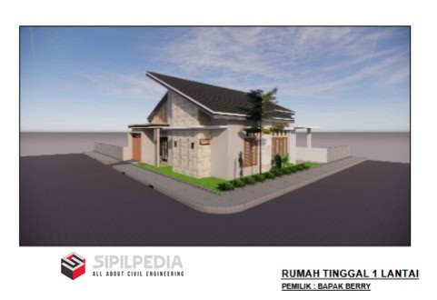 Gambar Rumah Lengkap_Gambar Konsep Rumah Tinggal 1 Lantai Ukuran 14,5×13,5 Mater