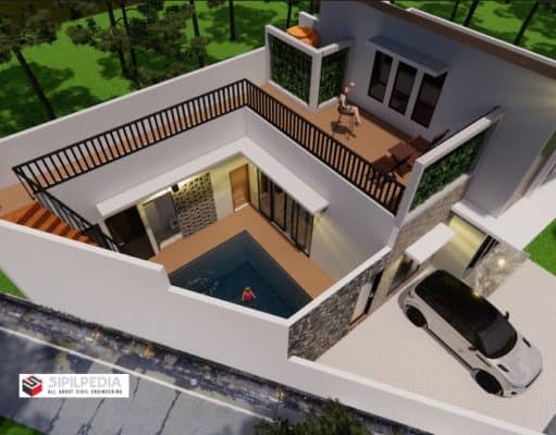 Gambar Rumah Lengkap_Gambar Konsep Rumah Tinggal 2 Lantai Ukuran 9×12 Mater