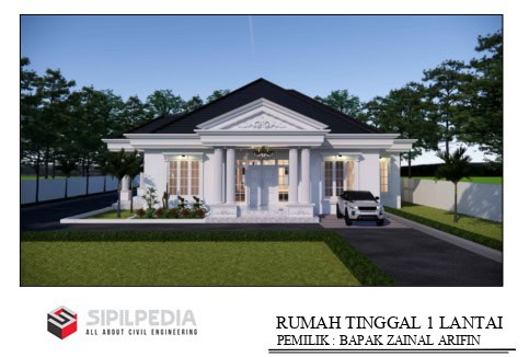 Gambar Rumah Lengkap_Gambar Konsep Rumah Tinggal 1 Lantai Ukuran 21×23 Mater