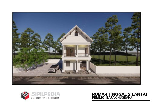 Gambar Rumah Lengkap_Gambar Konsep Rumah Tinggal 2 Lantai Ukuran 7,5×10 Meter