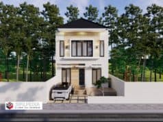Gambar Rumah Lengkap_Gambar Konsep Rumah Tinggal 2 Lantai Ukuran 7,4×11 Meter