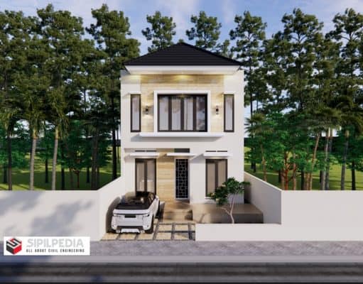 Gambar Rumah Lengkap_Gambar Konsep Rumah Tinggal 2 Lantai Ukuran 7,4×11 Meter