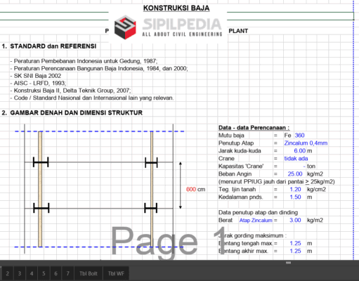PERHITUNGAN KONSTRUKSI BAJA – GABLE FRAME