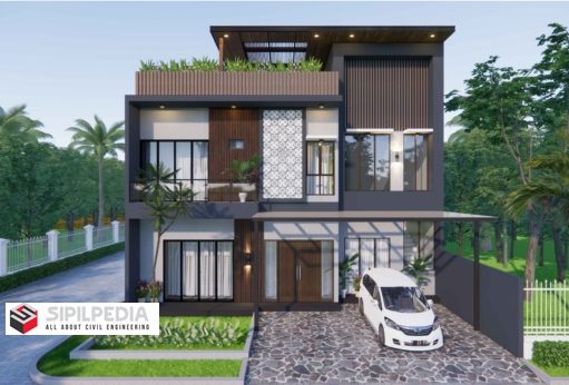 Gambar Rumah Lengkap_Gambar Konsep Rumah Tinggal 2+Rooftop Lantai Ukuran 12,5×16 Meter