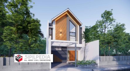Gambar Rumah Lengkap_Gambar Konsep Rumah Tinggal 2Lantai Ukuran 8×16 Meter