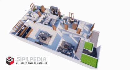 Gambar Rumah Lengkap_Gambar Konsep Rumah Tinggal 1 Lantai Ukuran 10×20 Meter