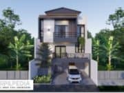 Gambar Rumah Lengkap_Gambar Konsep Rumah Tinggal 2,5 Lantai Ukuran 8×16 Meter