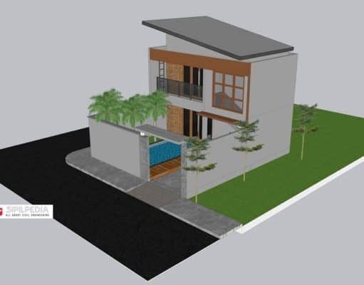 Gambar Rumah Lengkap_RAB dan Gambar Konsep Rumah Tinggal 2 Lantai Ukuran 8×10 Meter
