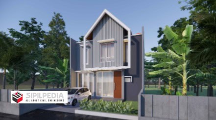 Gambar Rumah Lengkap_Gambar Konsep Rumah Tinggal 2 Lantai Ukuran 8×15 Meter