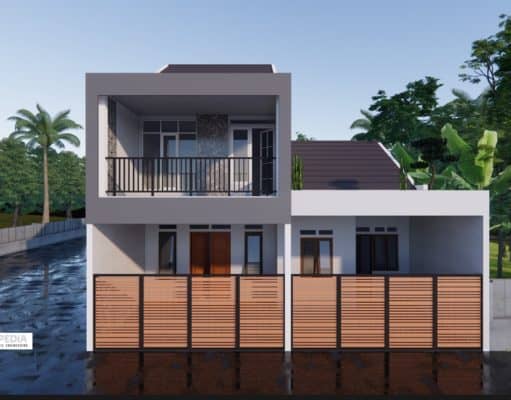 Gambar Rumah Lengkap_Gambar Konsep Rumah Tinggal 2 Lantai Ukuran 5×12 Meter