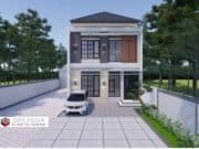 Gambar Rumah Lengkap_Gambar Konsep Rumah Tinggal 2 Lantai Ukuran 7×11 Meter