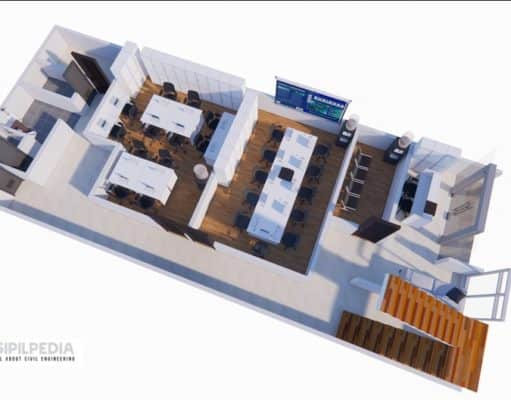 Gambar Rumah Lengkap_ Gambar Bangunan Kantor 2 Lantai Ukuran 7,5×18 Meter