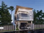 Gambar Rumah Lengkap_Gambar Konsep Rumah Tinggal 2 Lantai Ukuran 7,5×20 Meter