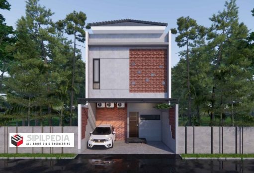 Gambar Rumah Lengkap_RAB dan Gambar Konsep Rumah Tinggal 2 Lantai Ukuran 6×14 Meter