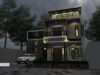 Gambar Rumah Lengkap_Gambar Konsep Rumah Tinggal 2 Lantai + Rofftop Ukuran 7×14 Meter