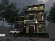 Gambar Rumah Lengkap_Gambar Konsep Rumah Tinggal 2 Lantai + Rofftop Ukuran 7×14 Meter