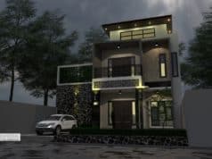 Gambar Rumah Lengkap_Gambar Konsep Rumah Tinggal 2 Lantai + Rofftop Ukuran 7×14 Meter