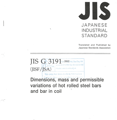 JIS-G 3191-2002 Dimensions, Mass and Permissible Variations of Hot Rolled Steel Bars and Bar in Coil