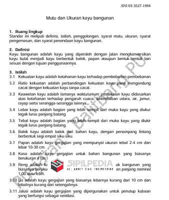 SNI 03-3527-1994 Mutu dan Ukuran Kayu Bangunan