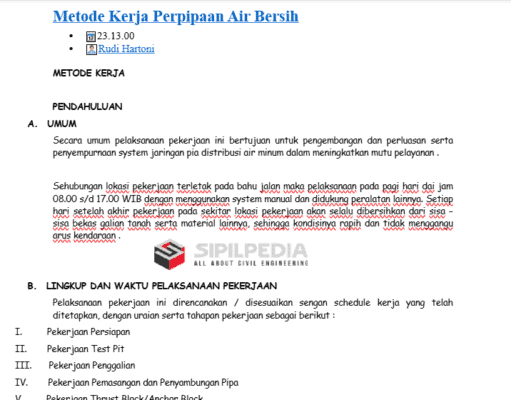 Metode Kerja Perpipaan Air Bersih