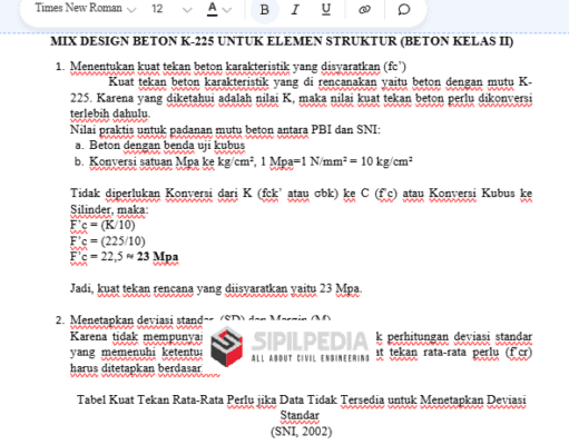 MIX DESIGN BETON K-225 UNTUK ELEMEN STRUKTUR