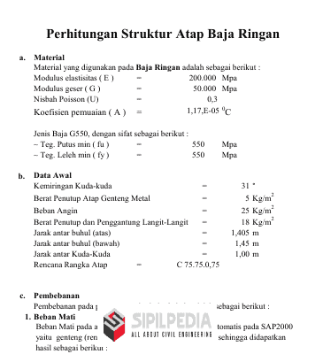 Perhitungan Struktur Rangka Atap Baja