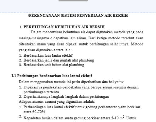 PERENCANAAN SISTEM PENYEDIAAN AIR BERSIH
