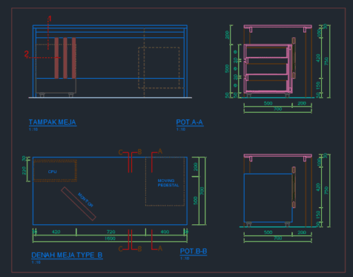 Gambar Detail Struktur dan Arsitektur_Gambar Interior MEJA TULIS LAB