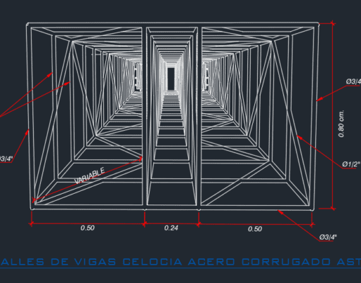 Gambar Detail Struktur dan Arsitektur_Detail Jembatan Baja untuk Pipa dan Model 3D DWG AutoCAD