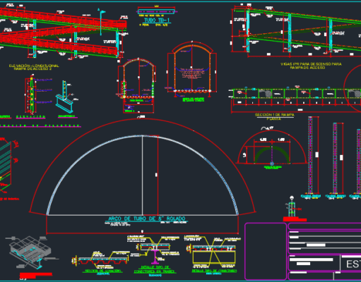 Gambar Detail Struktur dan Arsitektur_Detail Jembatan Penyeberangan DWG AutoCAD