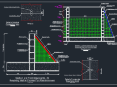 Gambar Detail Struktur dan Arsitektur_Gambar Detail Tulangan Dinding Penahan Tanah Tipe Counterfort DWG AutoCAD