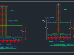 Gambar Detail Struktur dan Arsitektur_Gambar Detail Tulangan Sambungan Kolom dan Raft Foundation DWG AutoCAD
